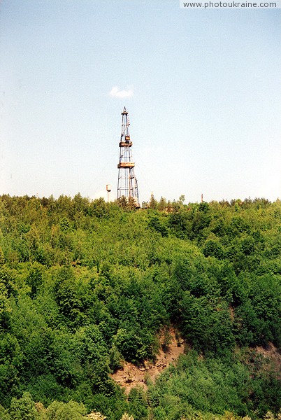 Pniv. Oil rig on the bank of Bystrytsia-Nadvirnianska Ivano-Frankivsk Region Ukraine photos